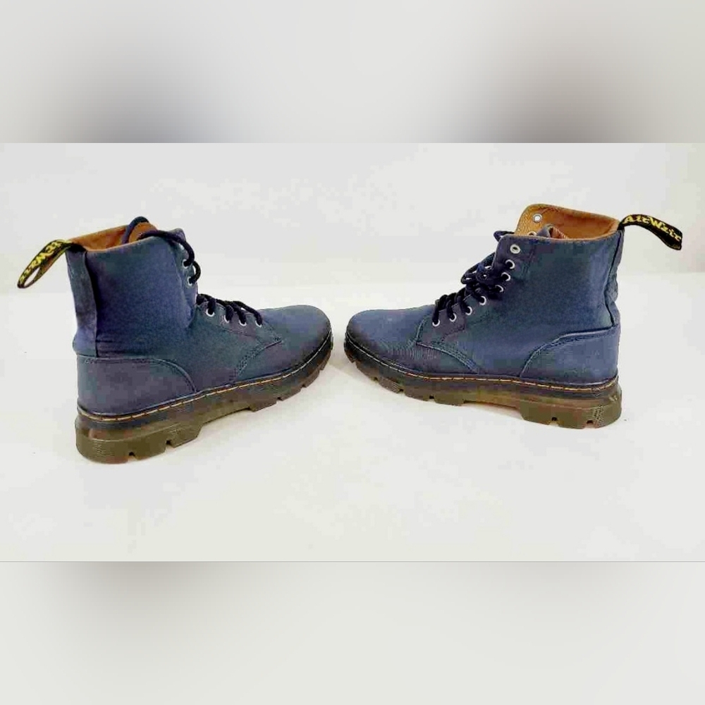 Dr. Martens Combs AirWair Blue Canvas Blue Denim Combat Boots Men 9 Women 10 - Picture 3 of 8